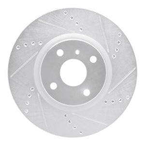Fiat 124 Spider Brake Rotor (1) - Front Right - R1 Concepts - Drilled & Slotted - Silver - `16-`25